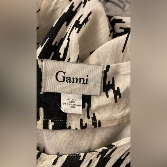 Ganni Monochrome Abstract Print viscose Dress, S - Picture 8 of 10